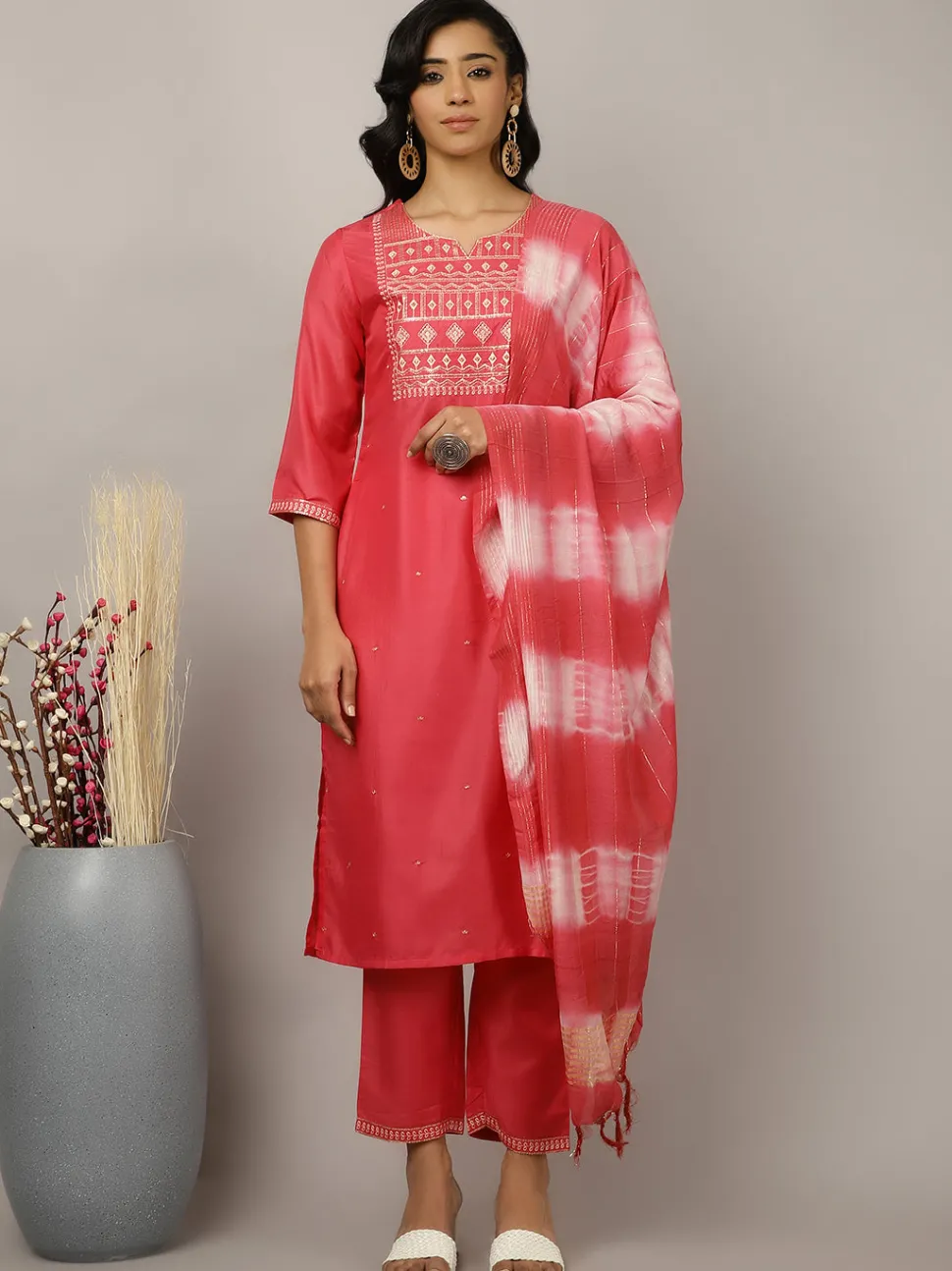 Jaipur Kurti Art Silk Zari And Sequin Festive Suit Set