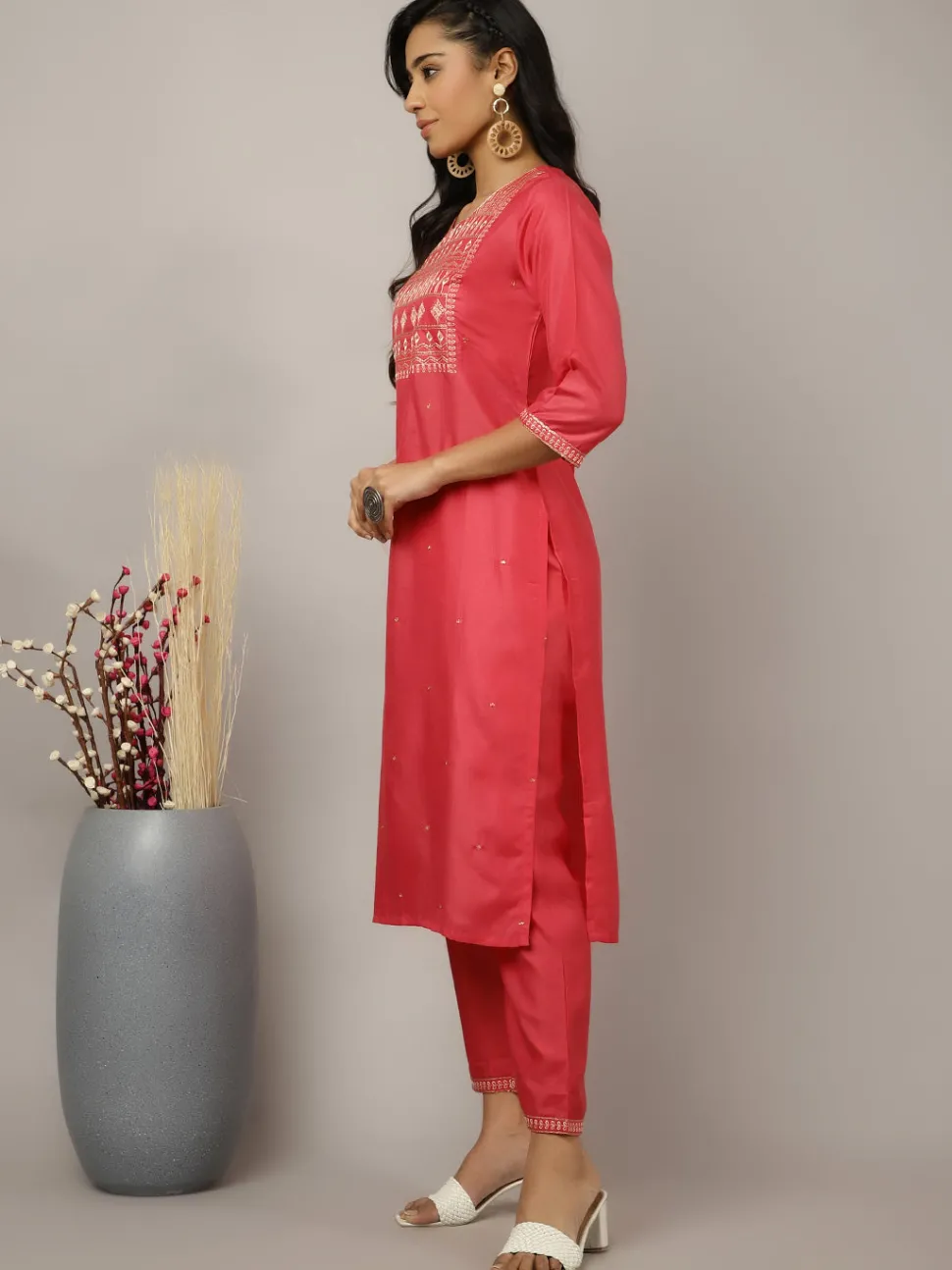 Jaipur Kurti Art Silk Zari And Sequin Festive Suit Set