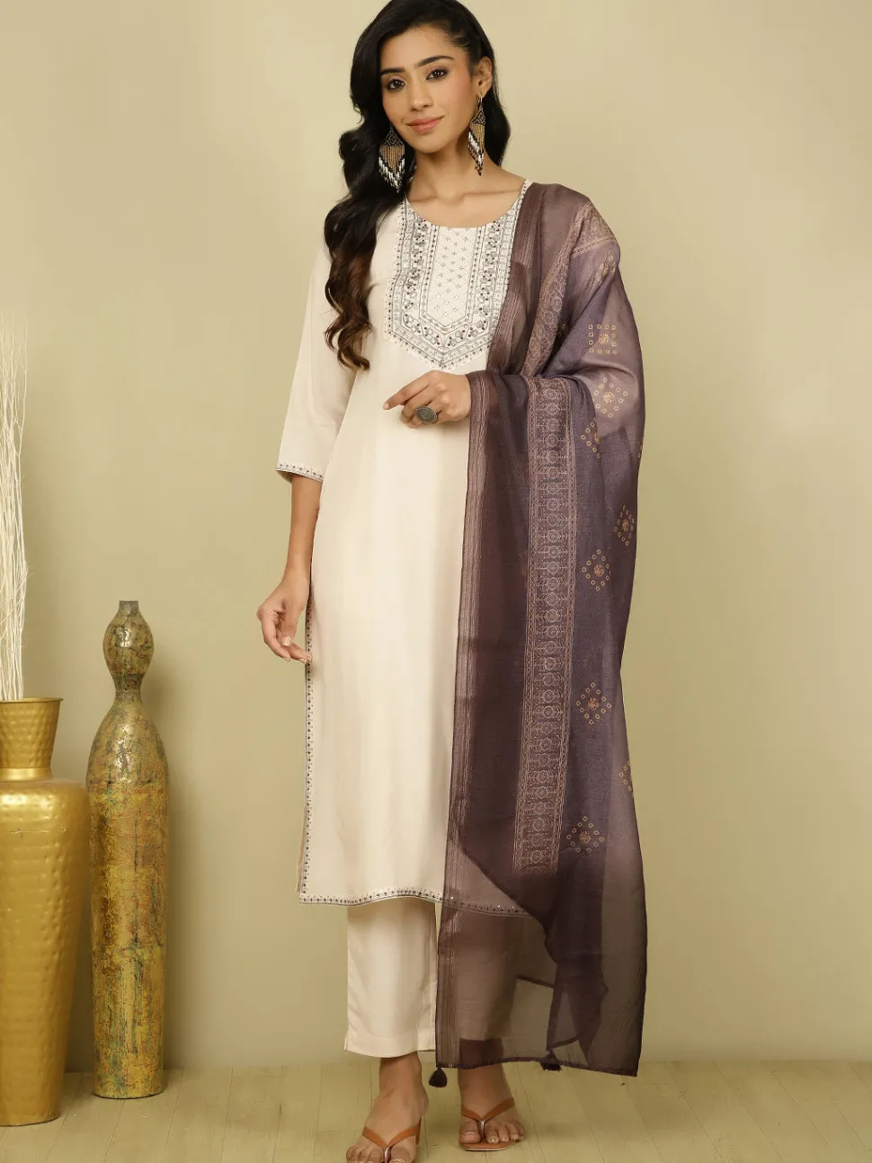 Jaipur Kurti Embroidered Festive Suit Set