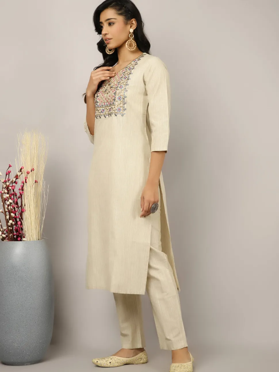 Jaipur Kurti Mirror Work Embroidered Festive Suit Set