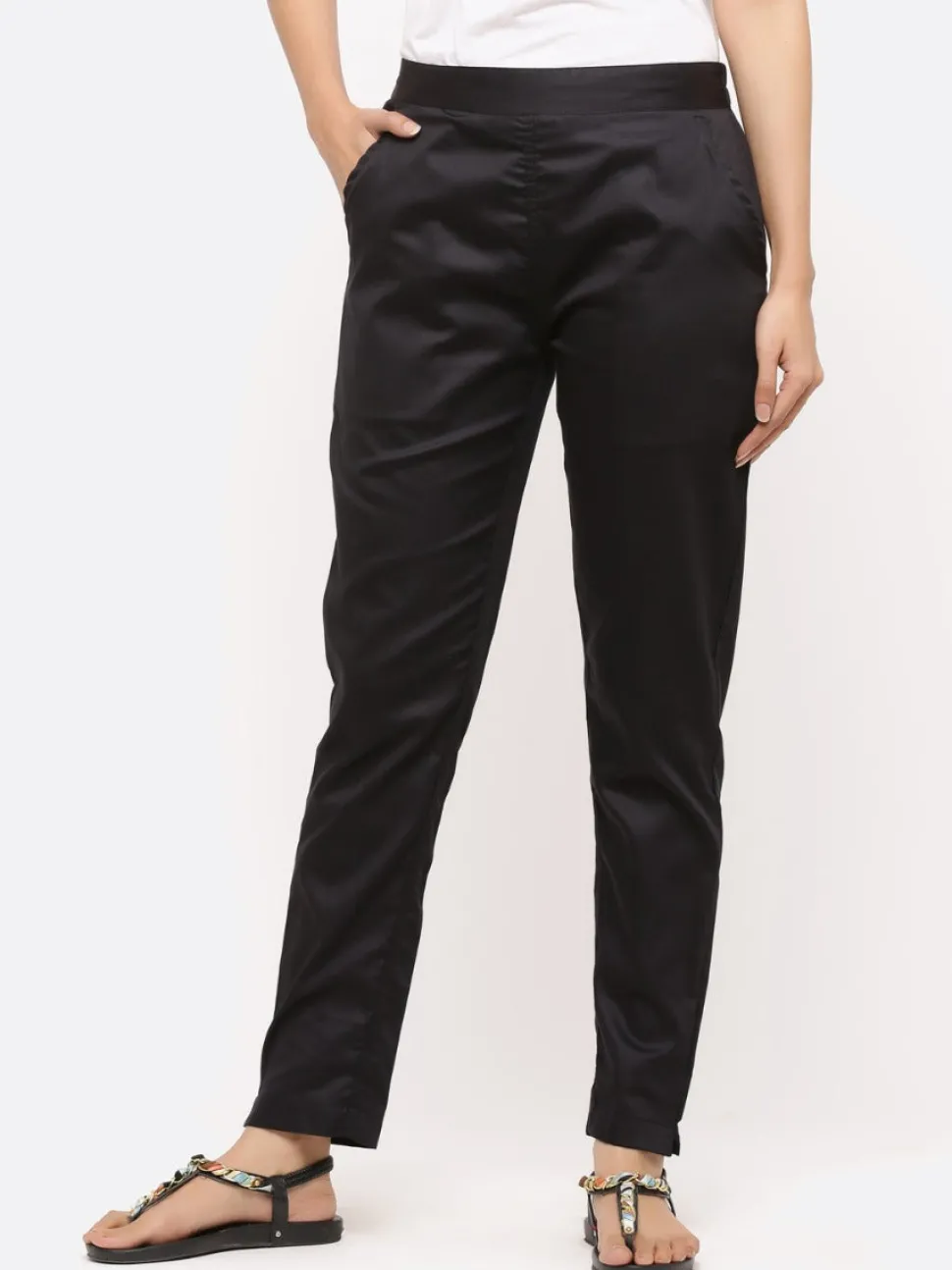 Jaipur Kurti Solid Cotton Lycra Pants