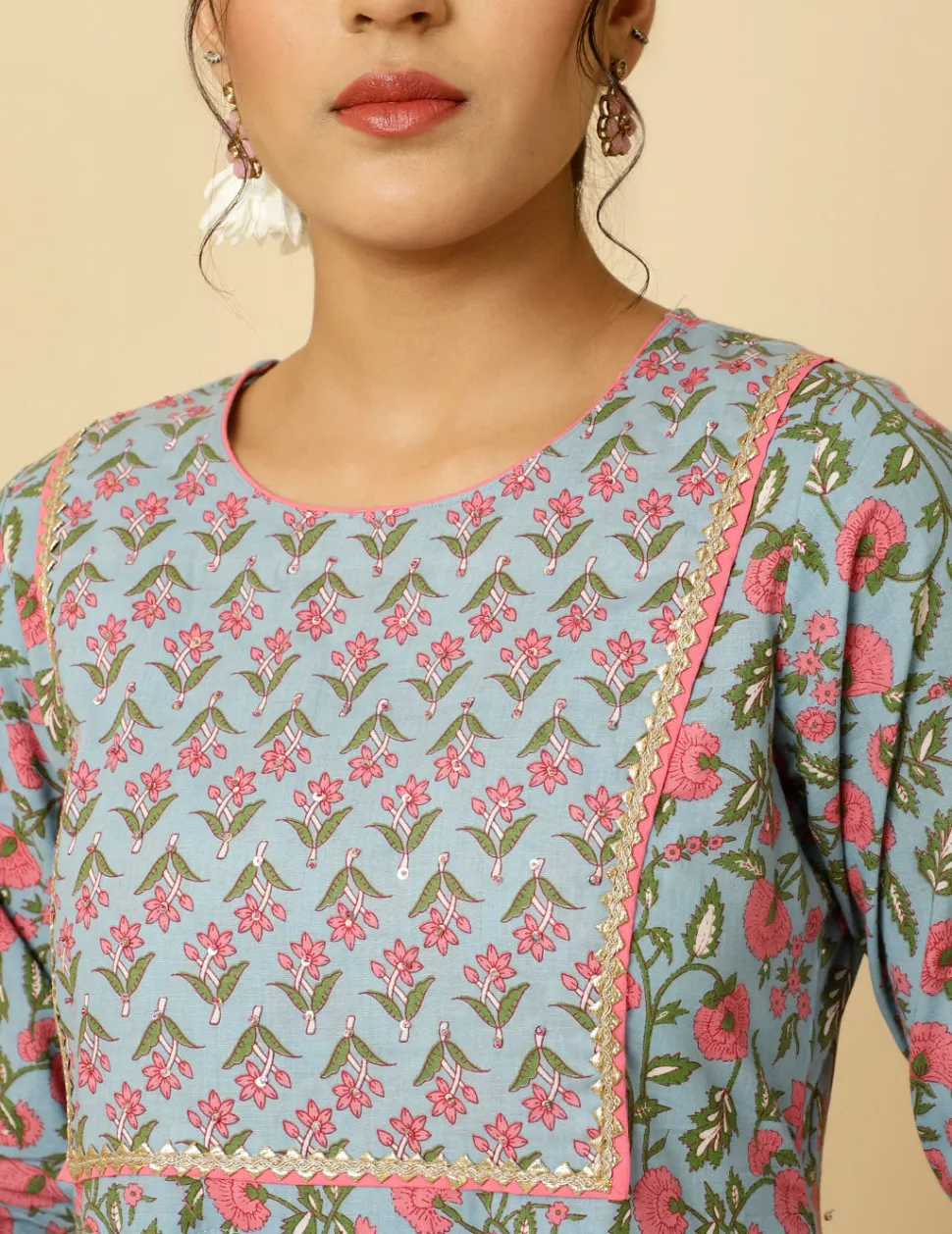 blue_ethnic_print_anarkali_kurta_with_pants_and_dupatta_5.webp Jaipur Kurti Ethnic Print Anarkali Kurta With Pants And Dupatta
