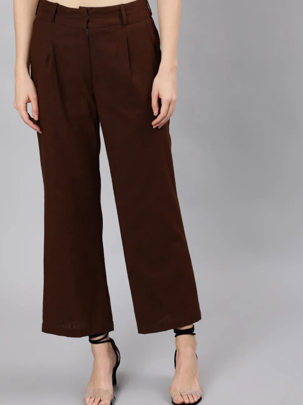 Jaipur Kurti Cotton Slub Flared High Rise Parallel Pants