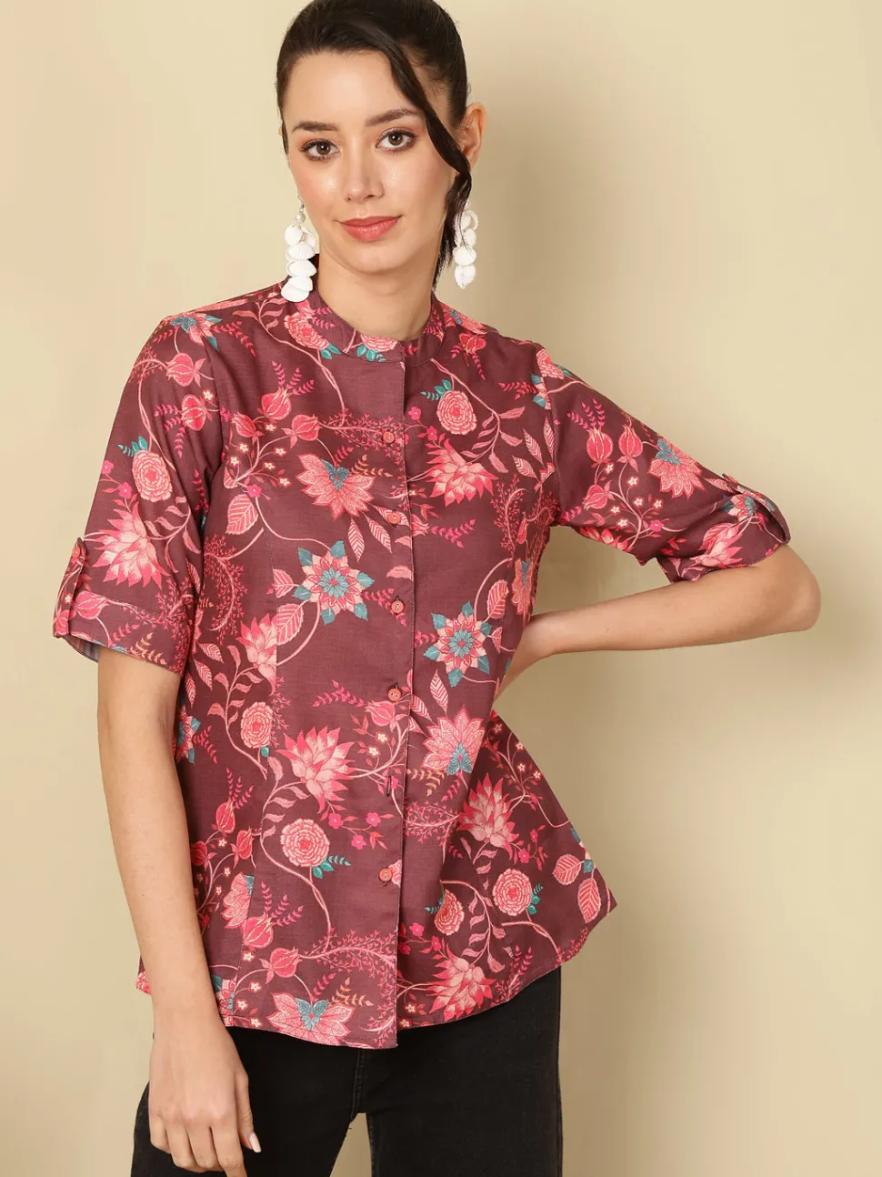Jaipur Kurti Ethnic Printed Princess Cut Formal Top