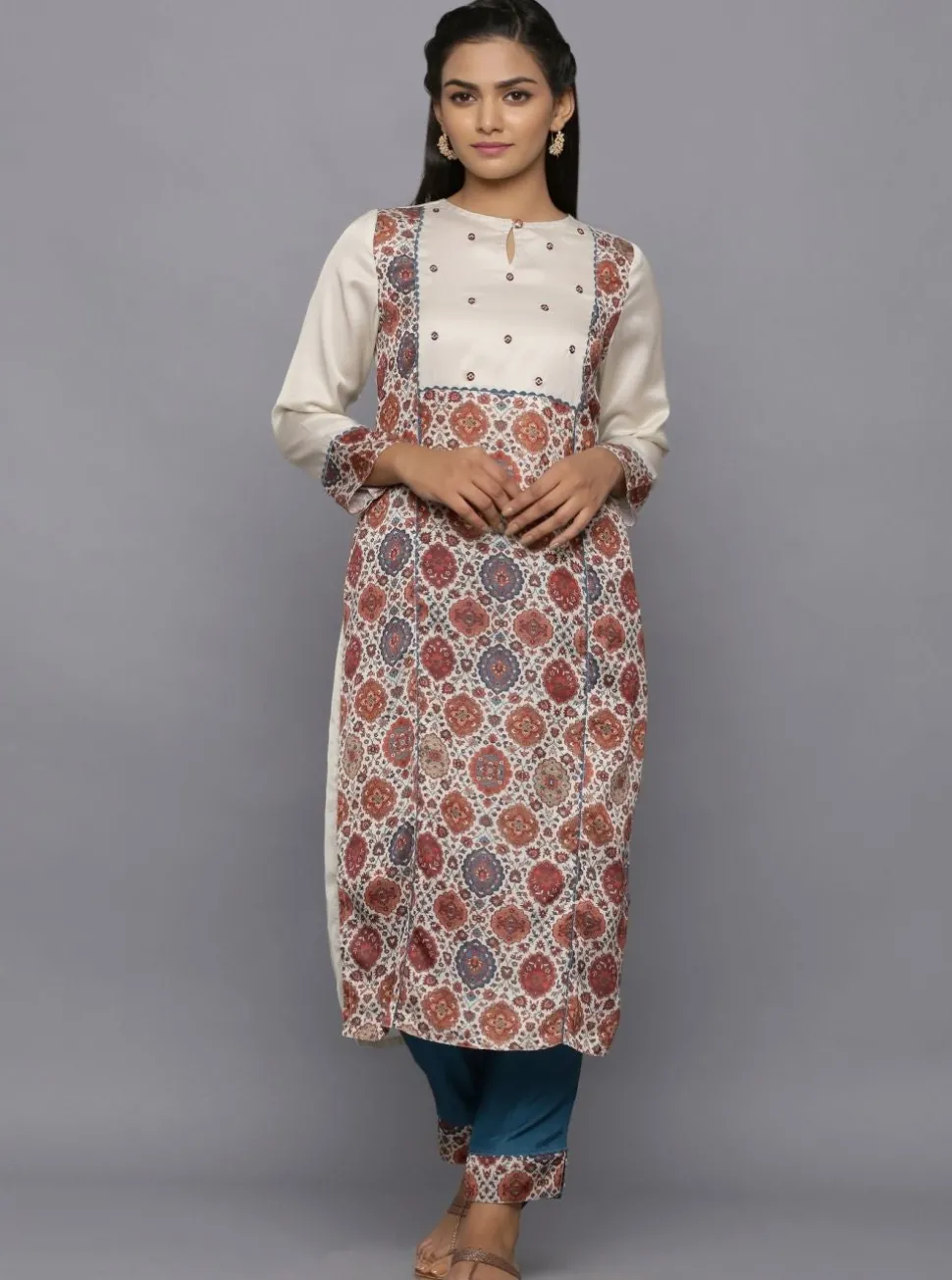 Jaipur Kurti Ethnic Printed Straight Kurta With Palazzo