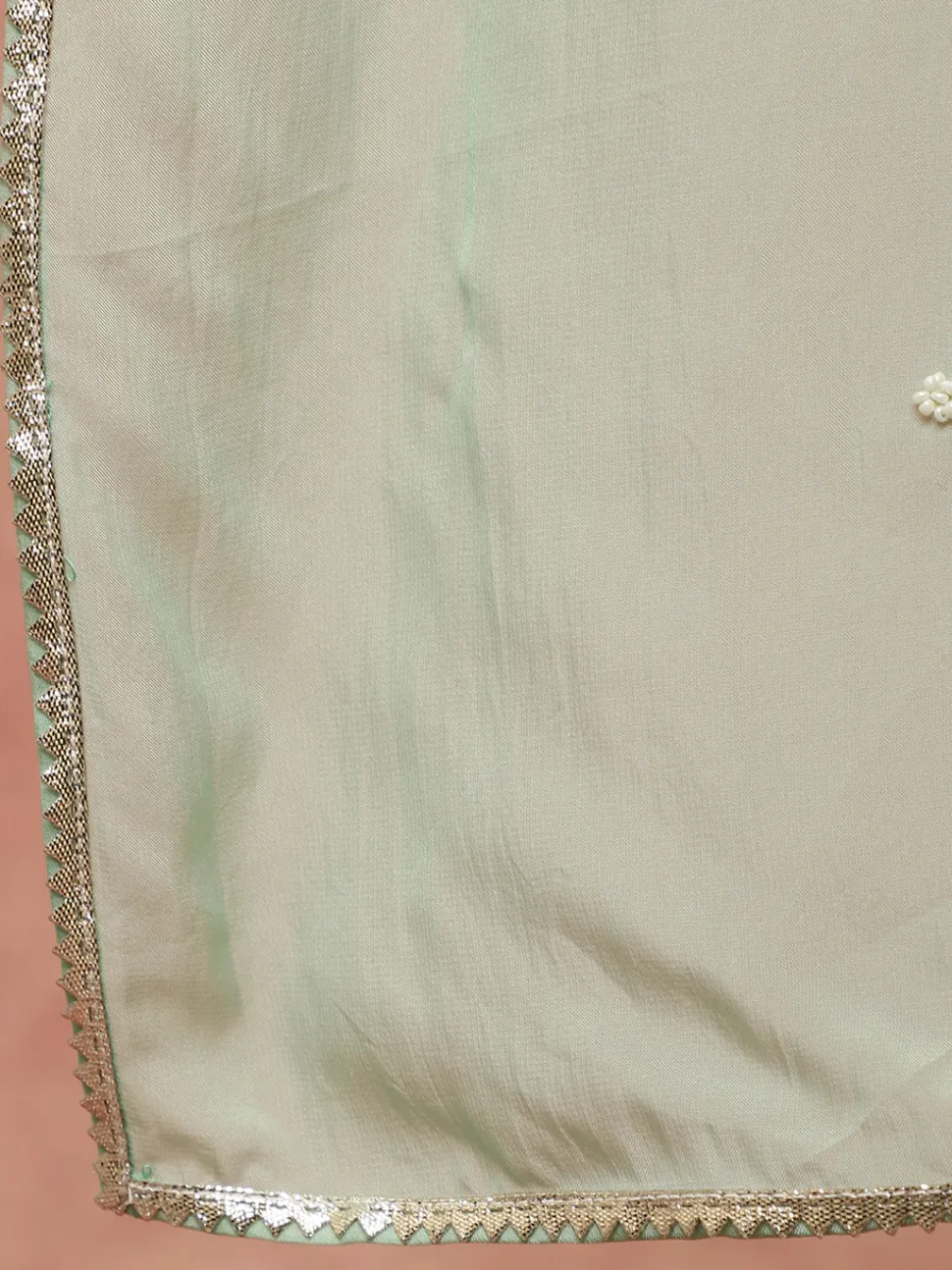 Jaipur Kurti Embellished Pure Jacquard Silk Straight Kurta With Pants And Organza Dupatta