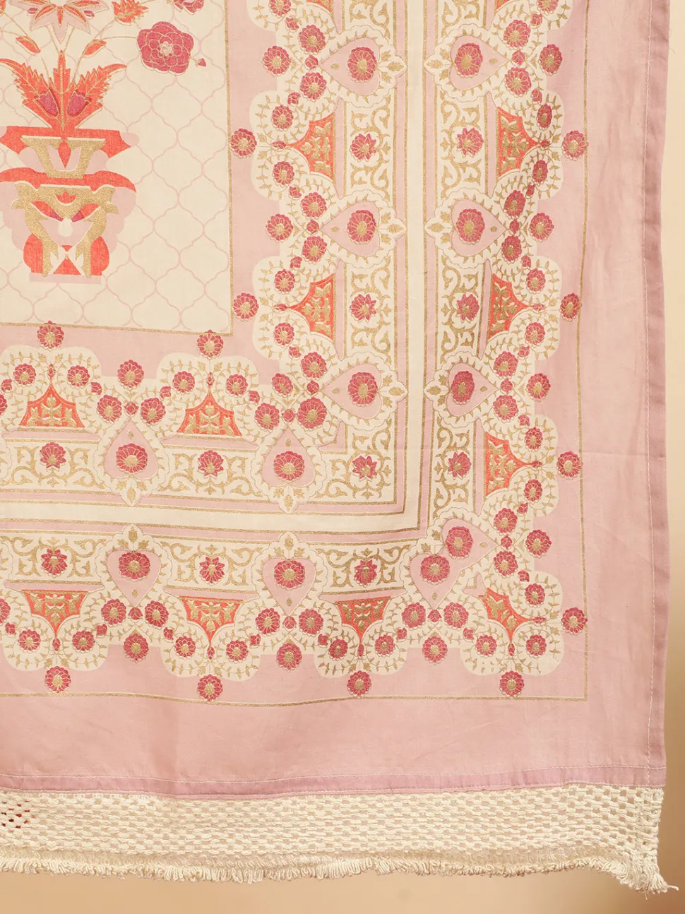 Jaipur Kurti Ethnic Printed Maroon Cotton Straight Kurta With Pants And Dupatta
