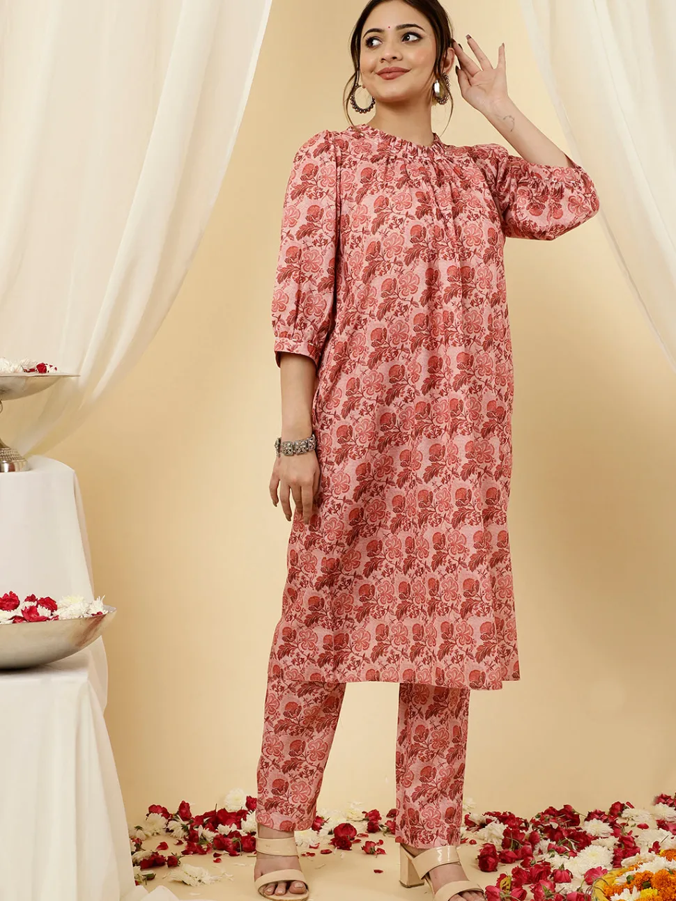 Jaipur Kurti Floral Loose Fit Kurta with Pants