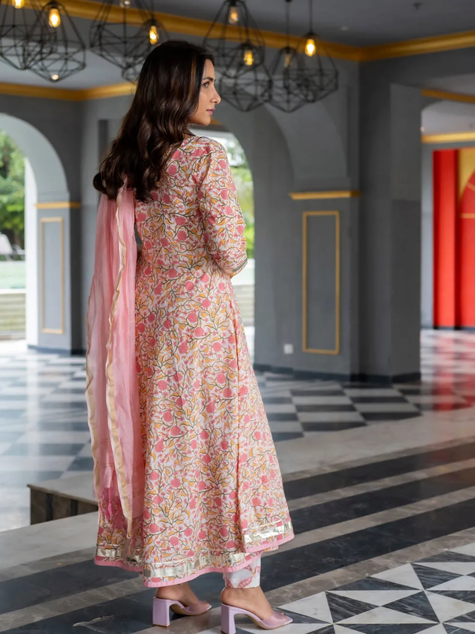 Jaipur Kurti Floral Print Flared A-Line Kurta with Pants & Dupatta