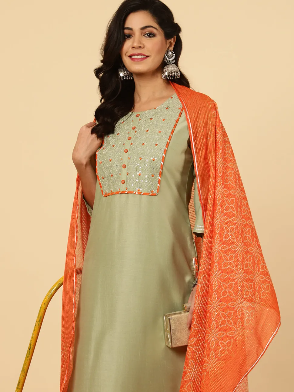 Jaipur Kurti Embroidered Straight Kurta With Pants And Dupatta