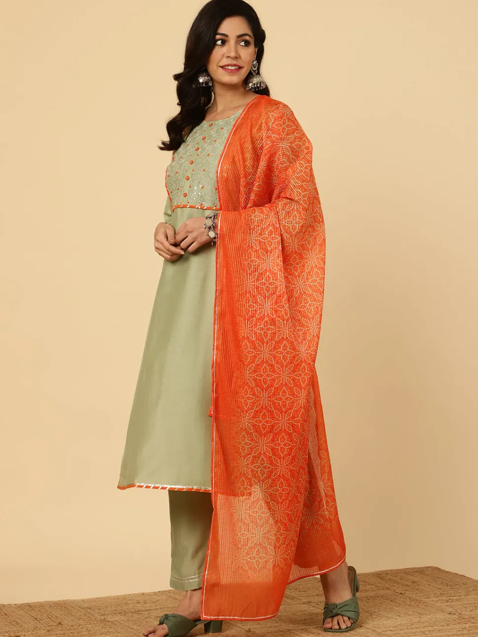 Jaipur Kurti Embroidered Straight Kurta With Pants And Dupatta