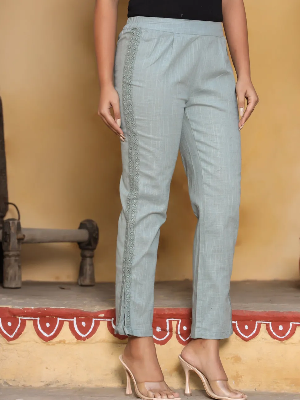 Jaipur Kurti Ethnic Wear Cotton Pants With Lace