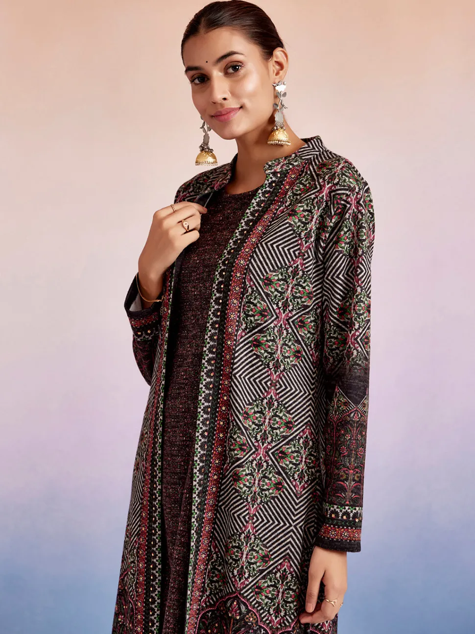 Jaipur Kurti Woolen Ethnic Printed Co-ord Set