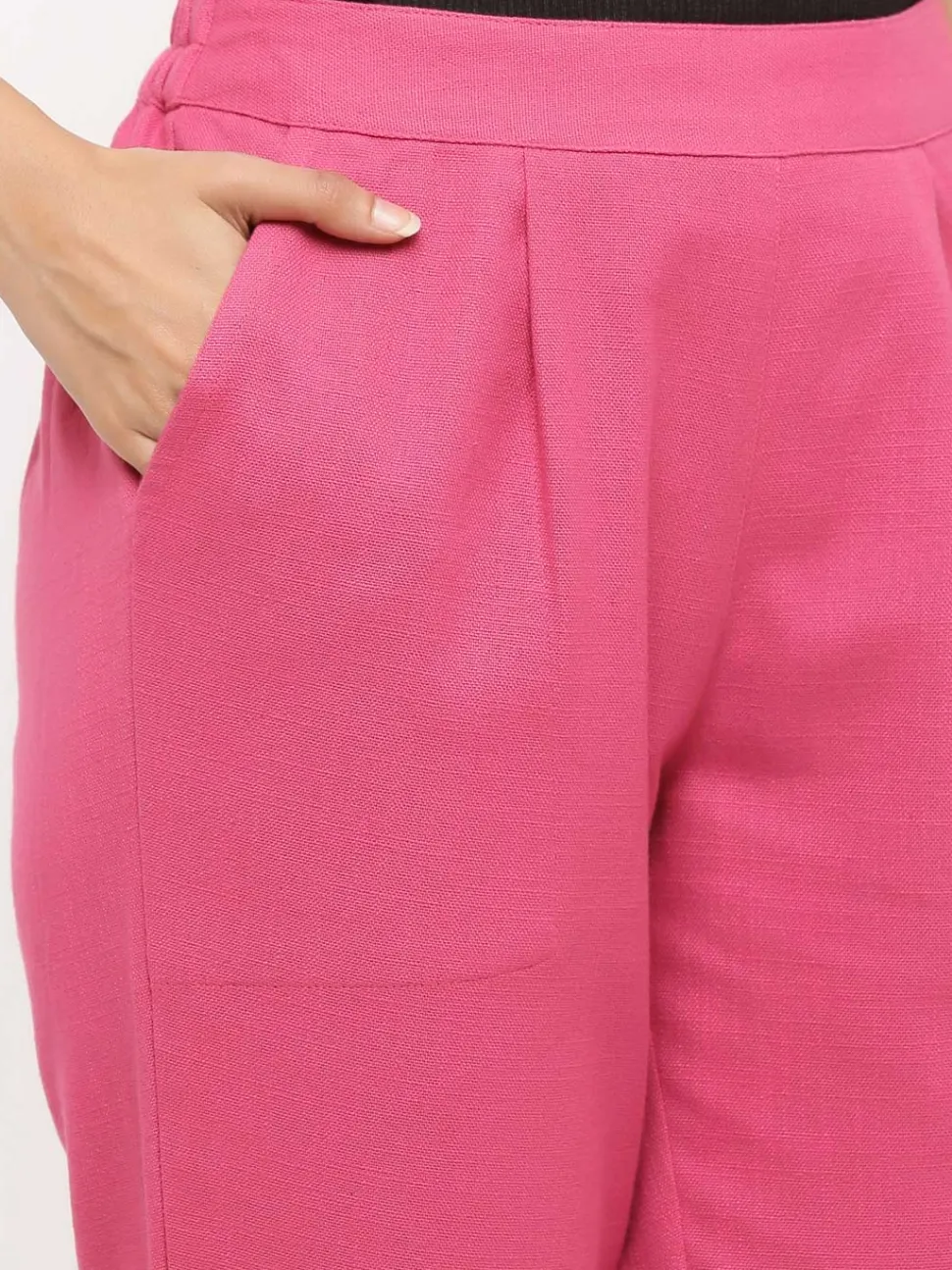 Jaipur Kurti Solid Cotton Slub Pants