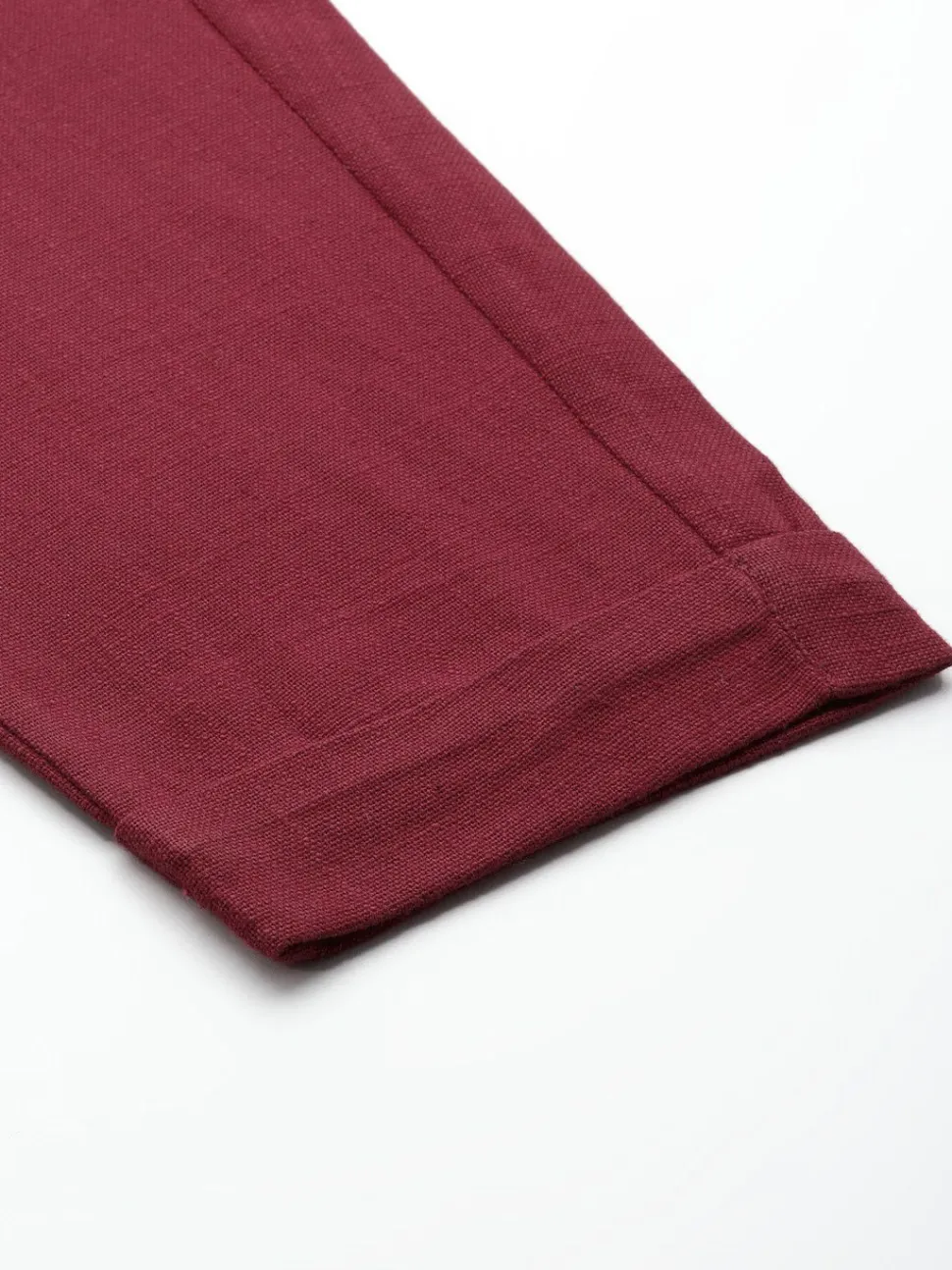 Jaipur Kurti Cotton Slub Bottom-Fold Straight Pants