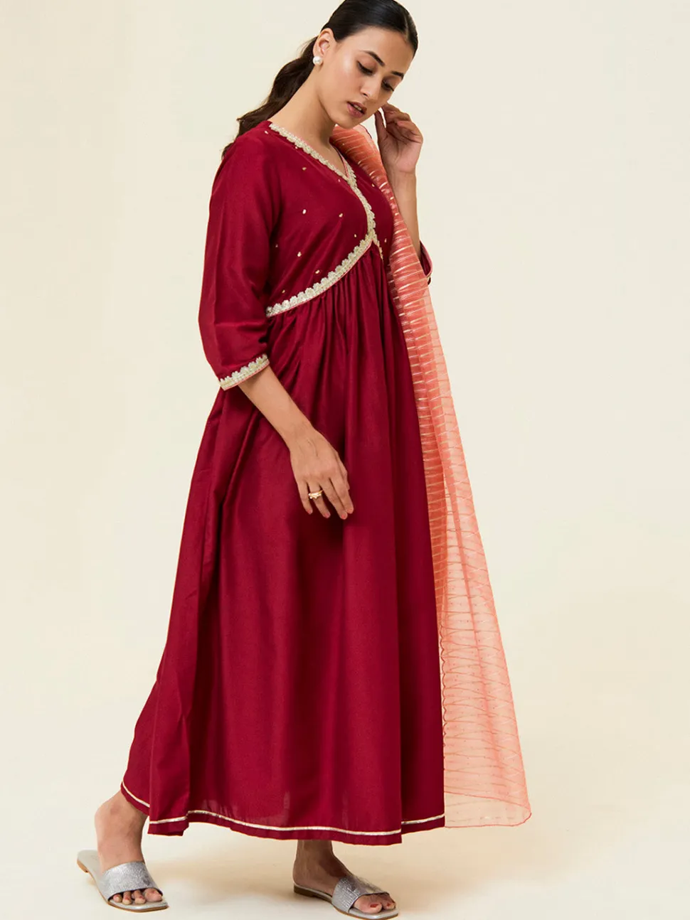 maroon_embroidered_festive_suit_set_2.webp Jaipur Kurti Embroidered Festive Suit Set