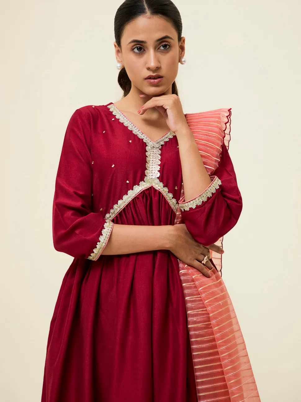 maroon_embroidered_festive_suit_set_3.webp Jaipur Kurti Embroidered Festive Suit Set