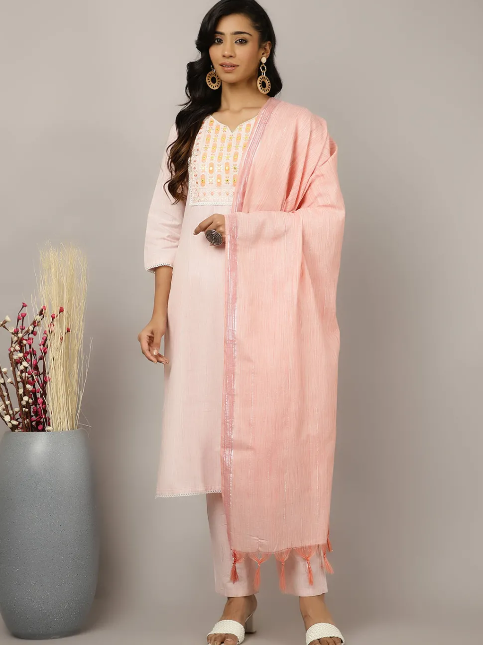 Jaipur Kurti Mirror Work Embroidered Festive Suit Set