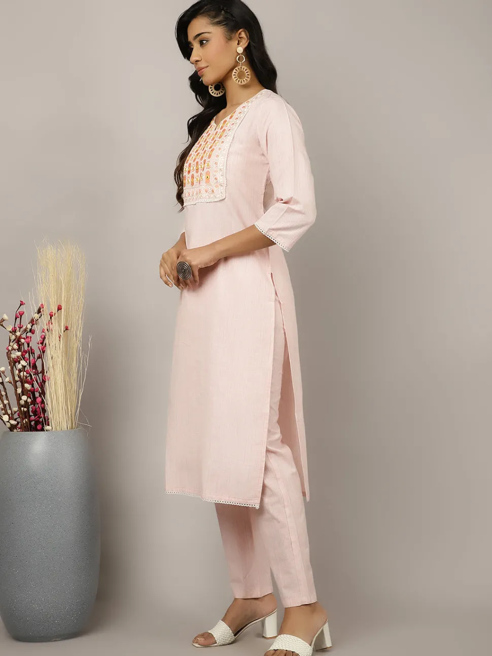 Jaipur Kurti Mirror Work Embroidered Festive Suit Set