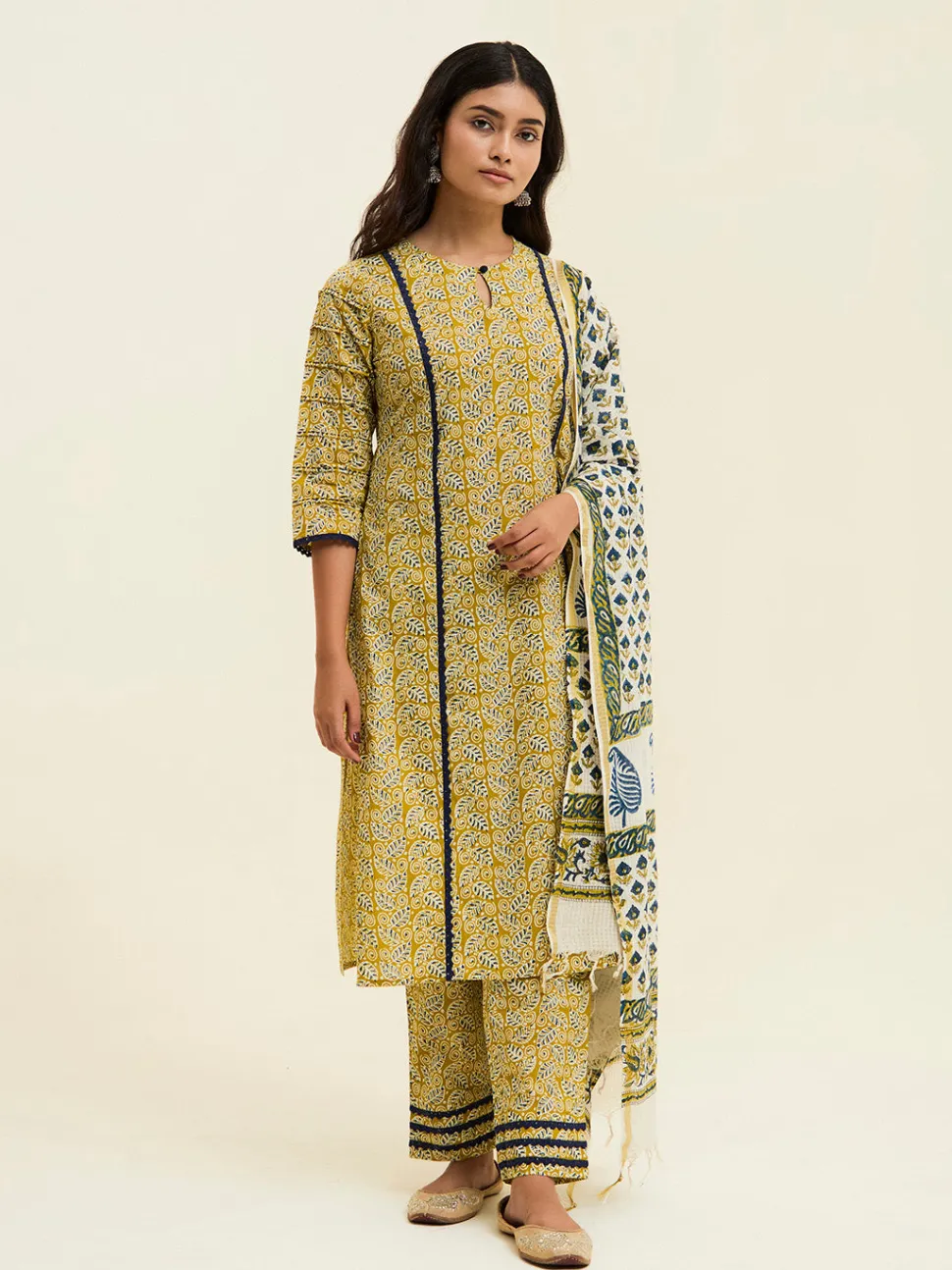Jaipur Kurti Handblock Printed Cotton Suit Set