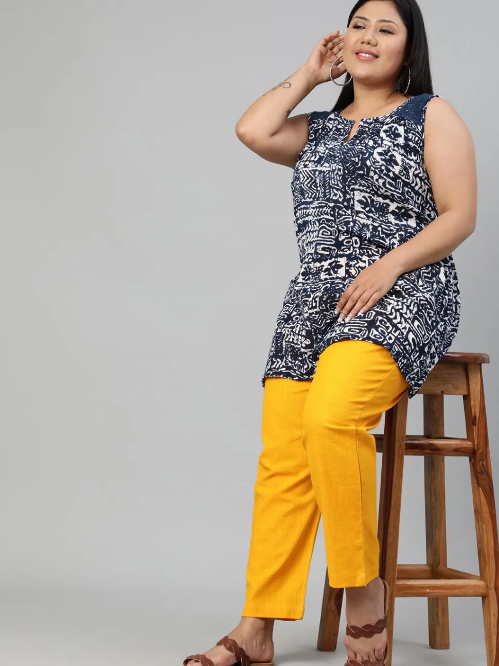 Jaipur Kurti Plus Size Ethnic Wear Cotton Slub Pants