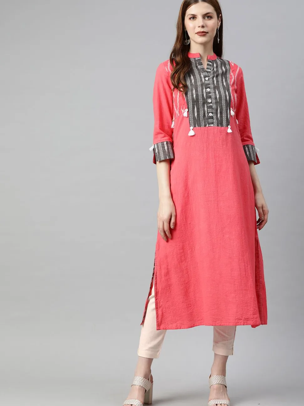 Jaipur Kurti Off White Solid Cotton Slub Pants