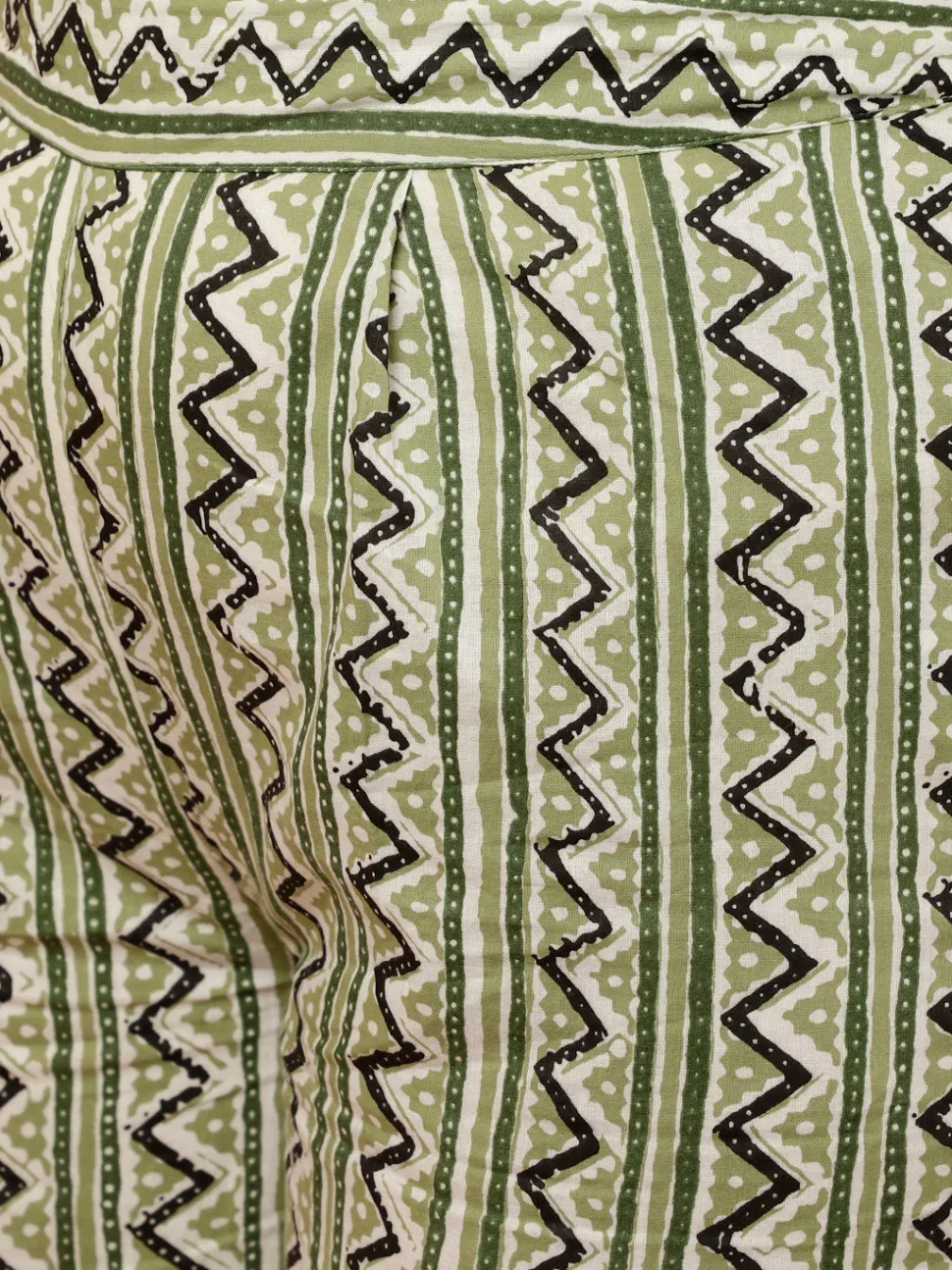 Jaipur Kurti Olive Ethnic Printed Flared Kurta With Zig-Zag Printed Pants And Dupatta