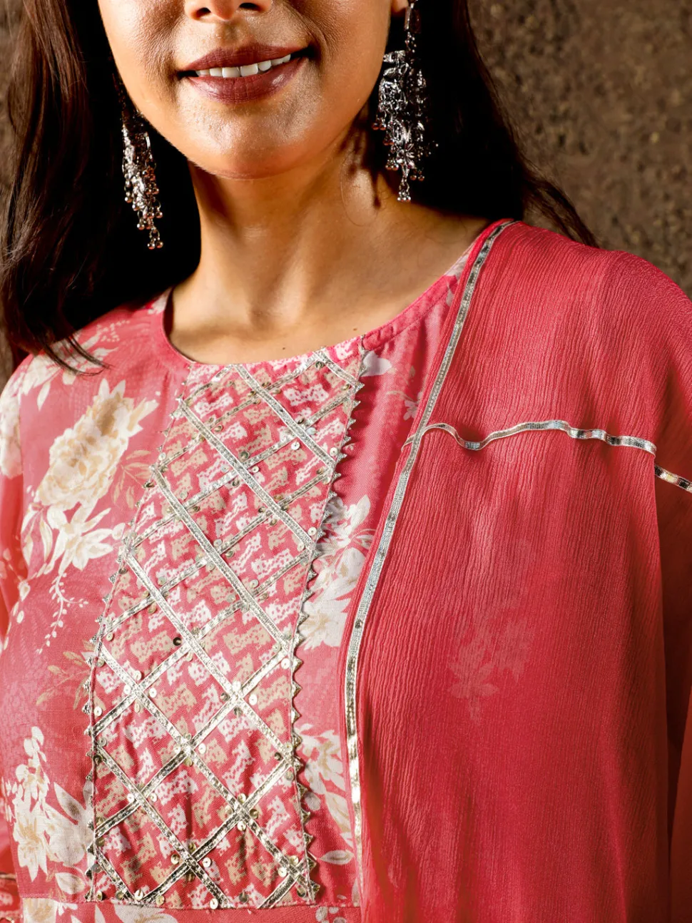 Jaipur Kurti Floral Print Flared Kurta With Pants And Dupatta