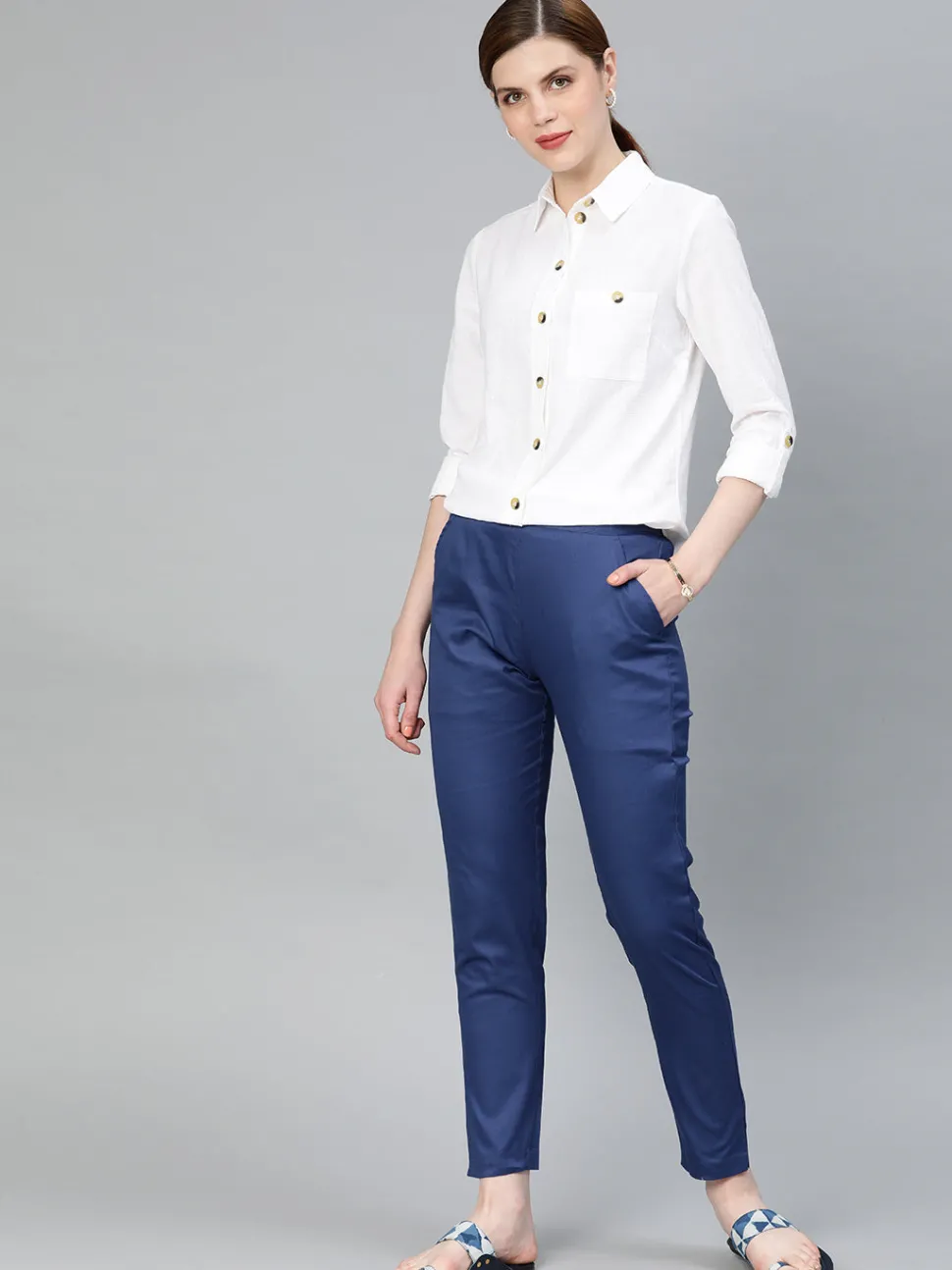 persian_blue_solid_cotton_lycra_pants_2.webp Jaipur Kurti Persian Blue Solid Cotton Lycra Pants