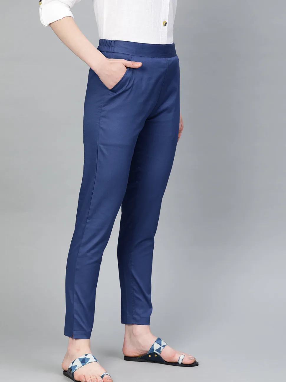 persian_blue_solid_cotton_lycra_pants_3.webp Jaipur Kurti Persian Blue Solid Cotton Lycra Pants