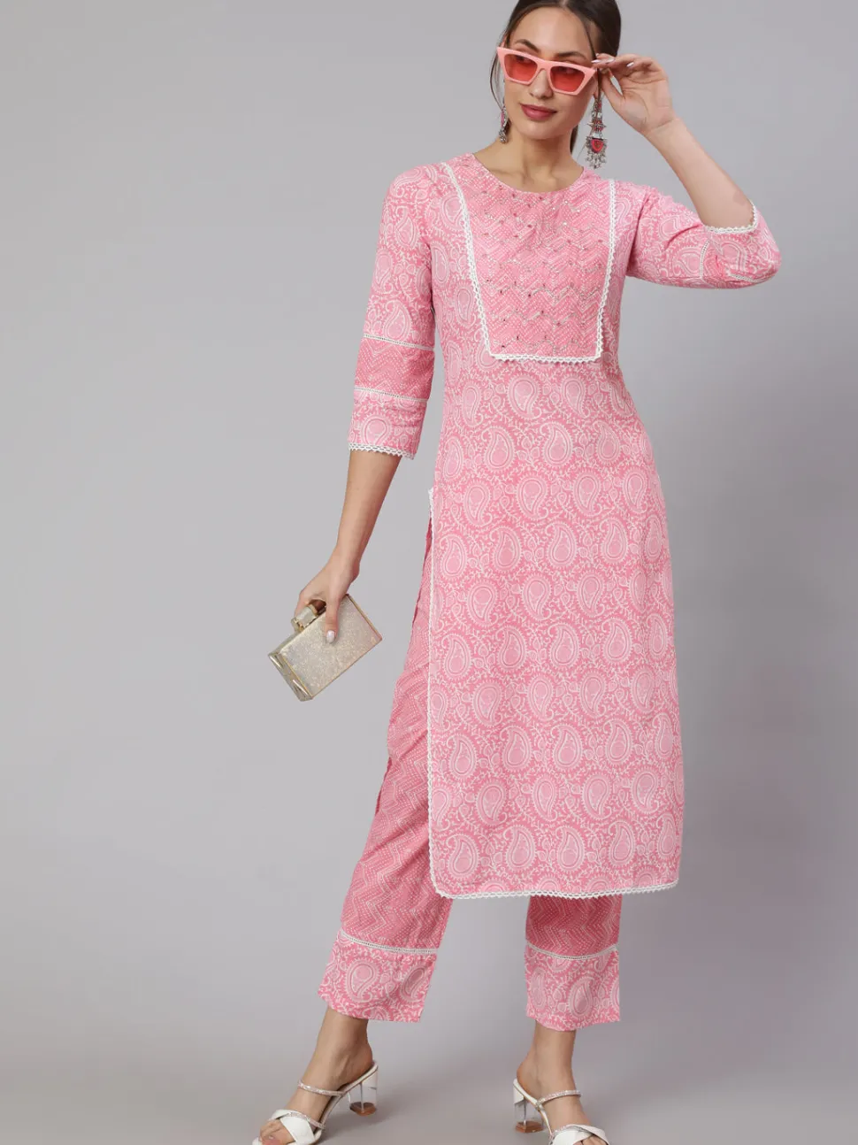 Jaipur Kurti Ethnic Paisley Printed Cotton Kurta With Pants