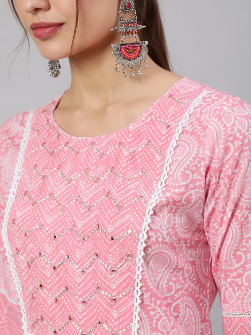 Jaipur Kurti Ethnic Paisley Printed Cotton Kurta With Pants