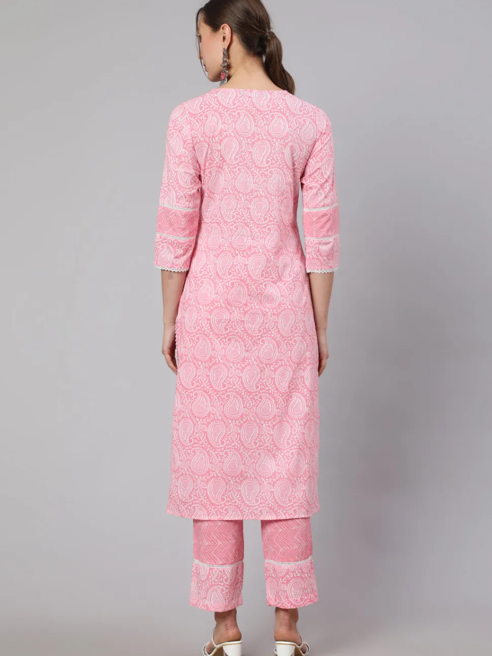 pink_ethnic_paisley_printed_cotton_kurta_with_pants_2.webp Jaipur Kurti Ethnic Paisley Printed Cotton Kurta With Pants
