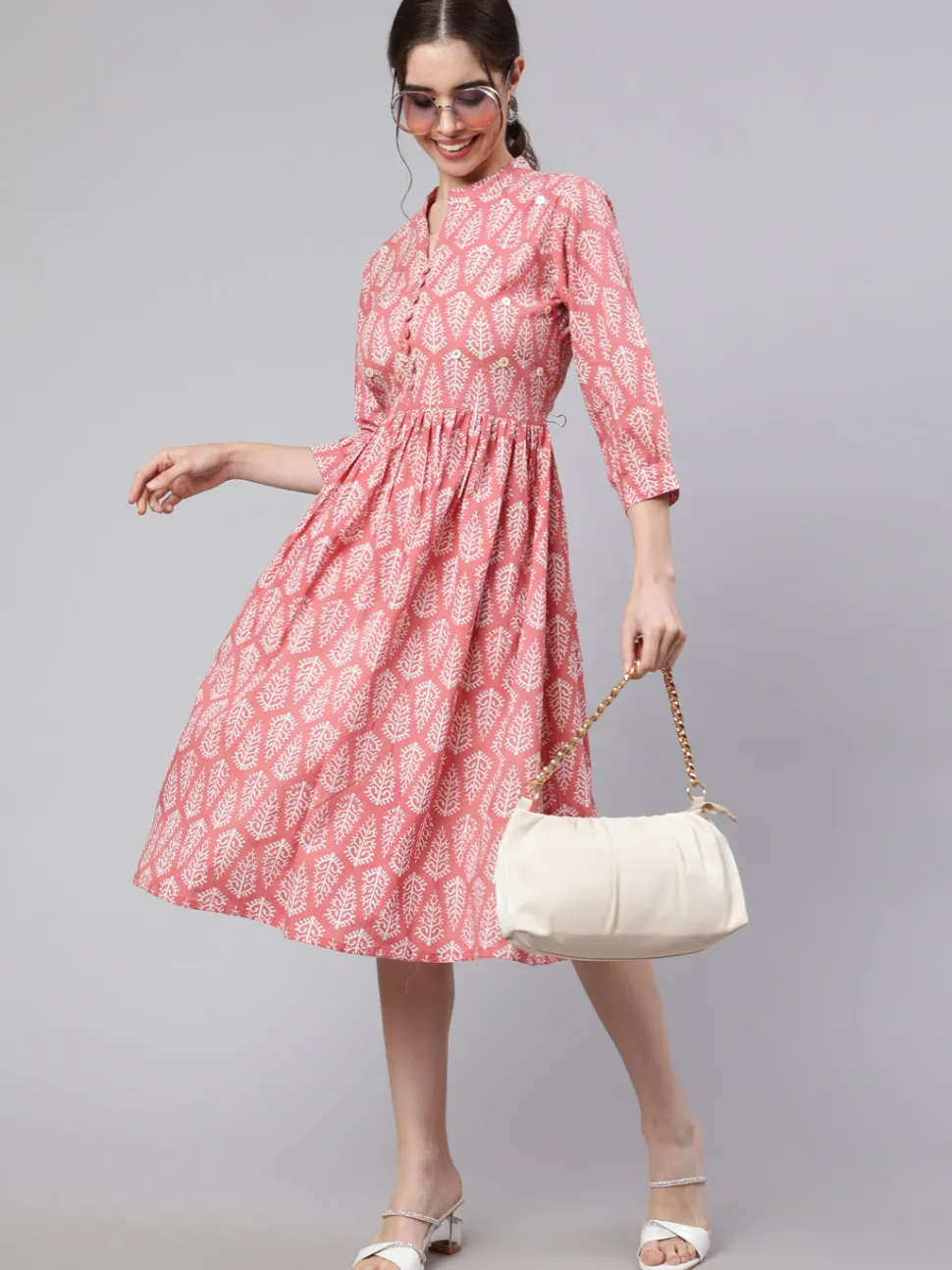 Jaipur Kurti Ethnic Printed Flared Dress
