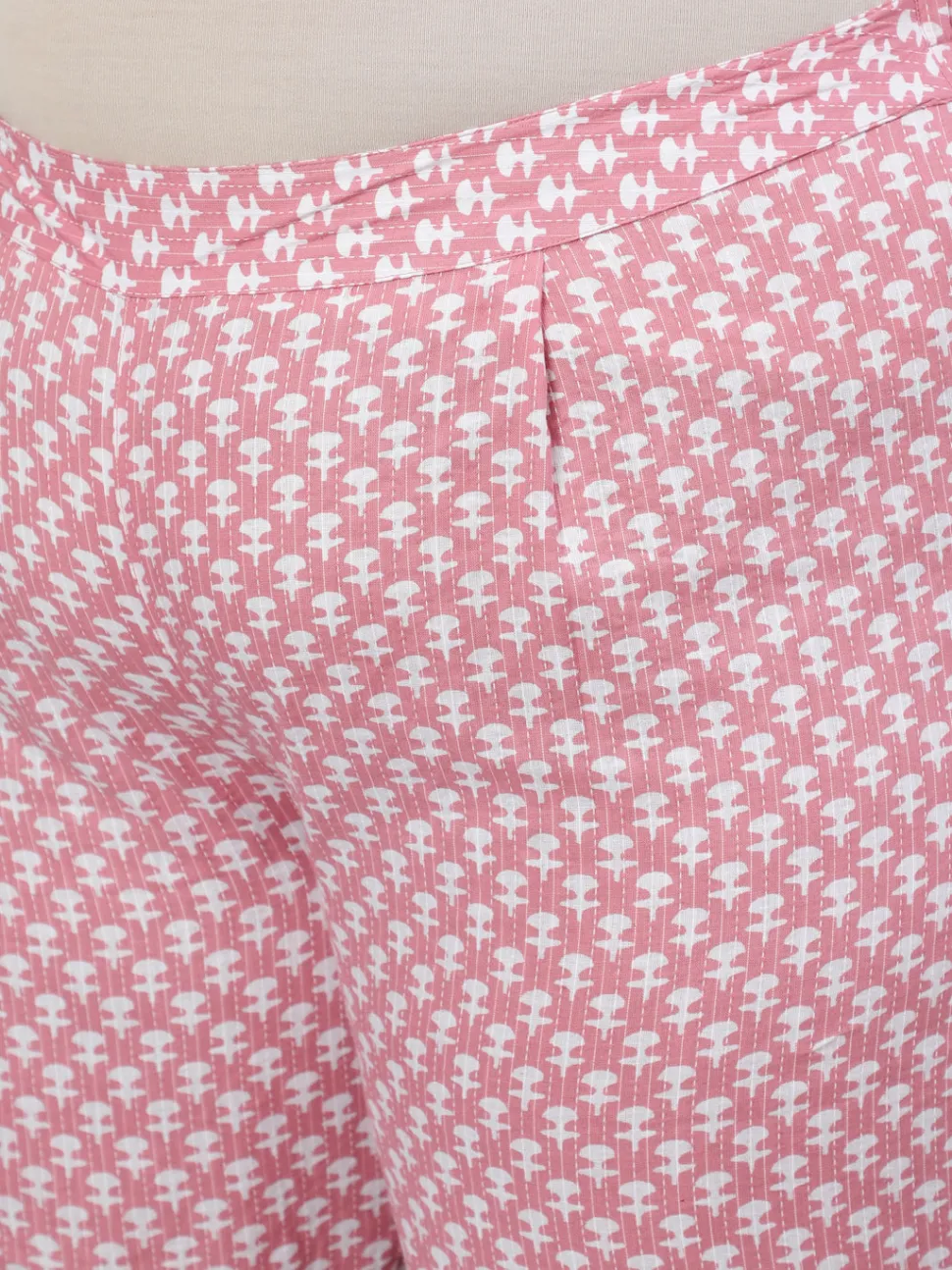 Jaipur Kurti Plus Size Woven Ethnic Print Embroidered Flared Laced Kurta With Printed Palazzo