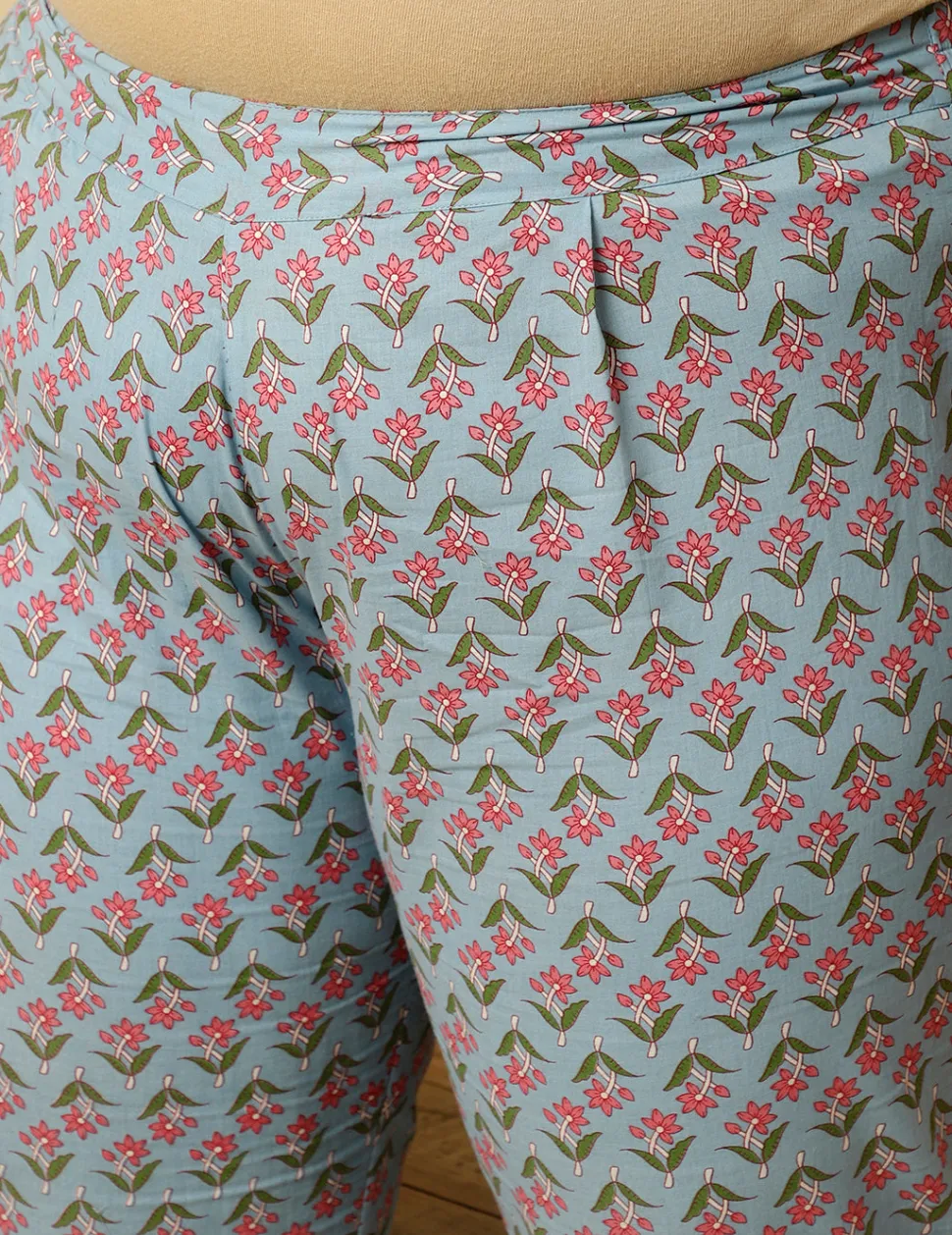 Jaipur Kurti Plus Size Ethnic Print Anarkali Kurta With Pants And Dupatta