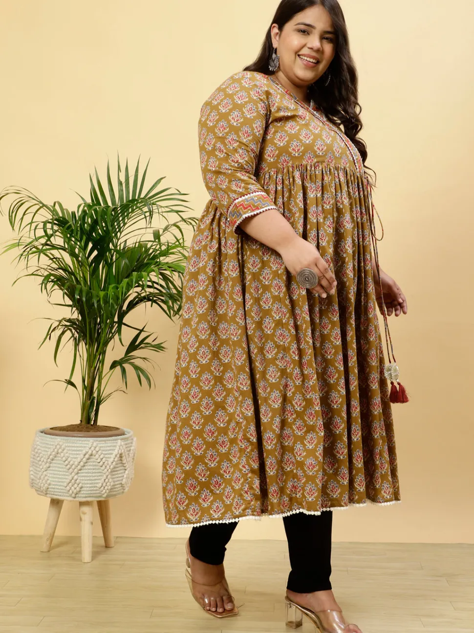 plus_size_brown_ethnic_printed_anarkali_kurta_4.webp Jaipur Kurti Plus Size Ethnic Printed Anarkali Kurta