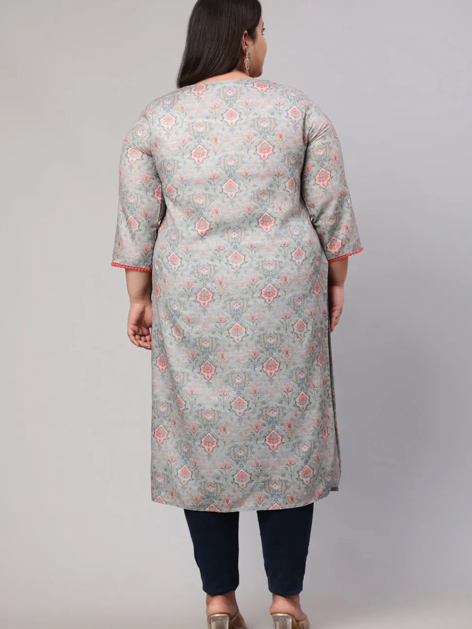 plus_size_grey_ruffled_printed_straight_kurta_2.webp Jaipur Kurti Plus Size Ruffled Printed Straight Kurta