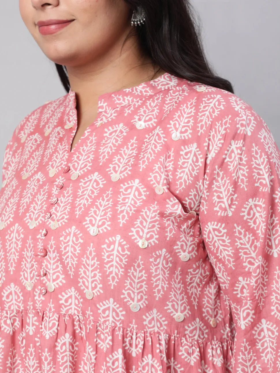Jaipur Kurti Plus Size Ethnic Printed Flared Dress
