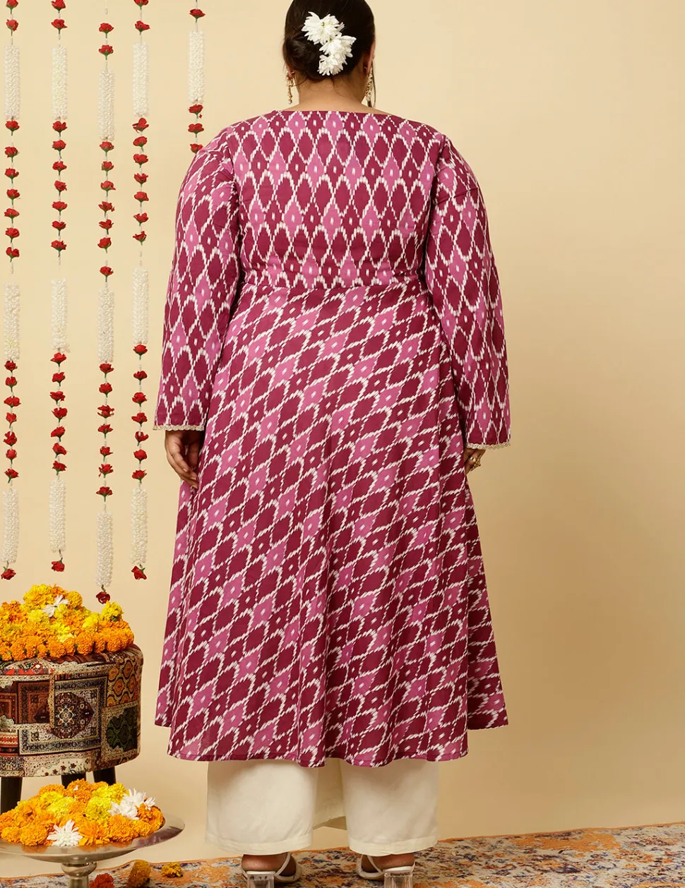 plus_size_purple_ikat_printed_angrakha_kurta_2.webp Jaipur Kurti Plus Size Ikat Printed Angrakha Kurta
