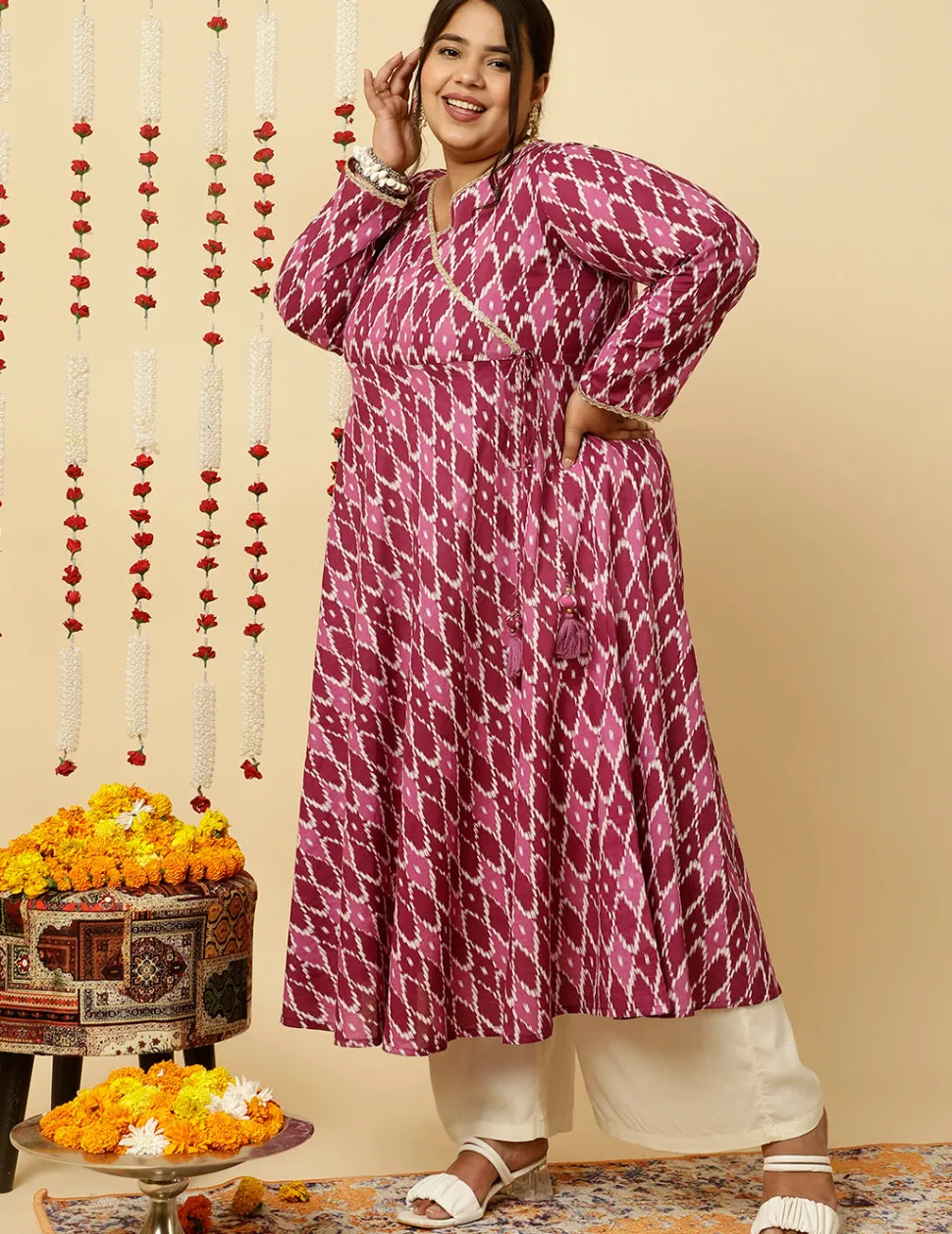 plus_size_purple_ikat_printed_angrakha_kurta_3.webp Jaipur Kurti Plus Size Ikat Printed Angrakha Kurta