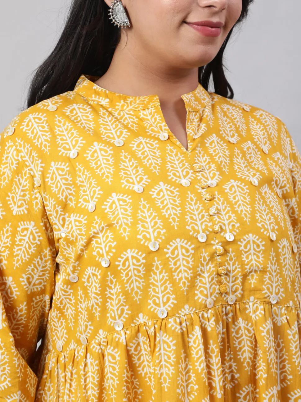 Jaipur Kurti Plus Size Ethnic Printed Flared Dress