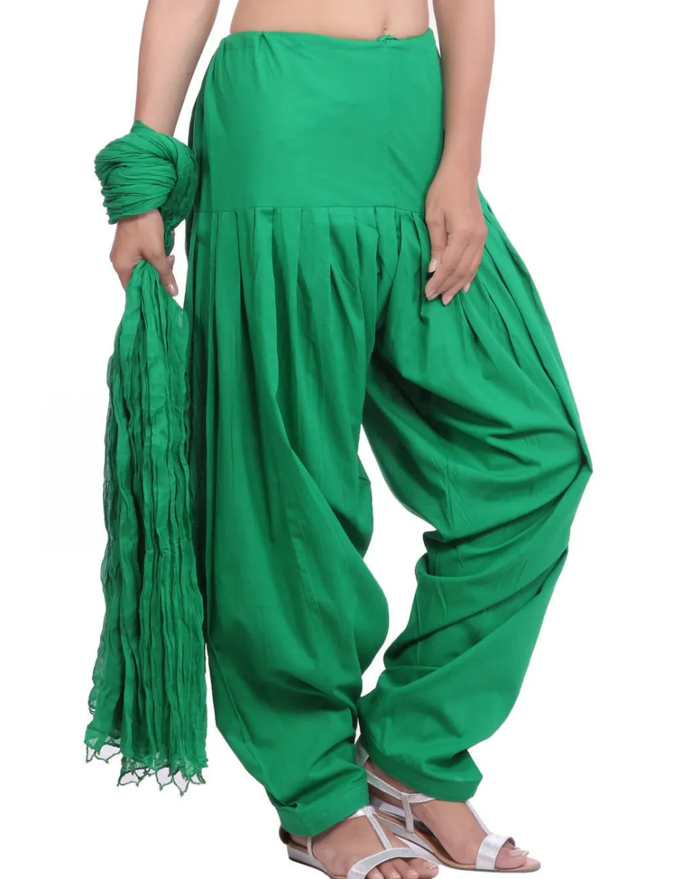 Jaipur Kurti Pure Cotton Flag Green Patiala Salwar and Dupatta Set