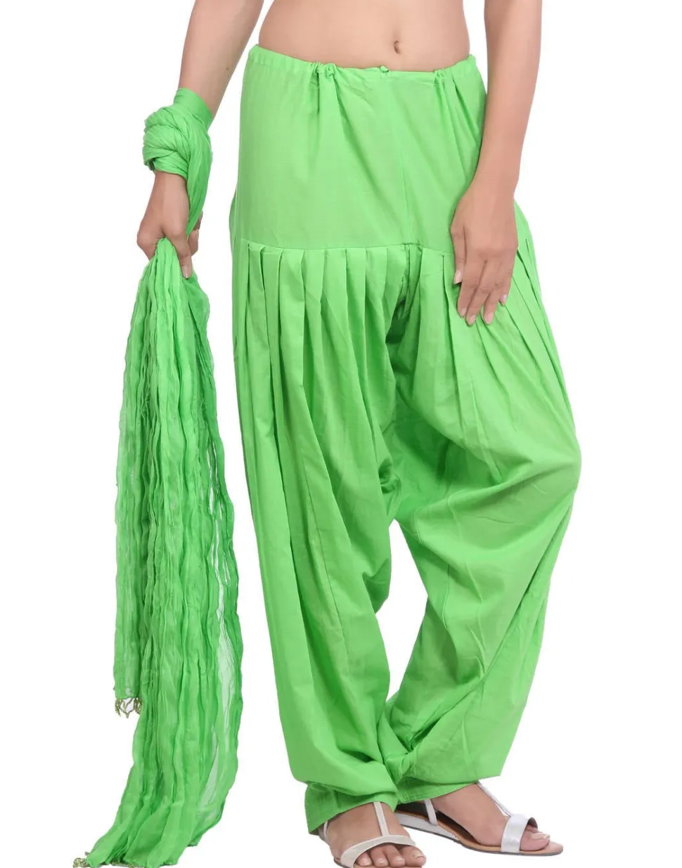 Jaipur Kurti Pure Cotton Parrot Green Patiala Salwar and Dupatta Set