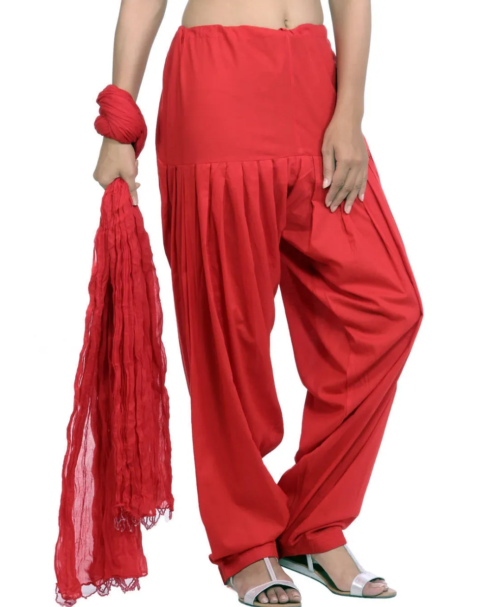 Jaipur Kurti Pure Cotton Red Patiala Salwar and Dupatta Set