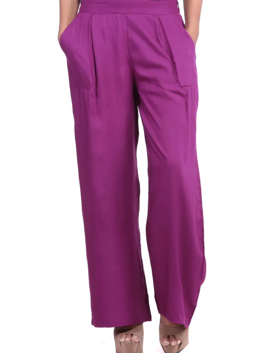 Jaipur Kurti Purple Solid Rayon Palazzo