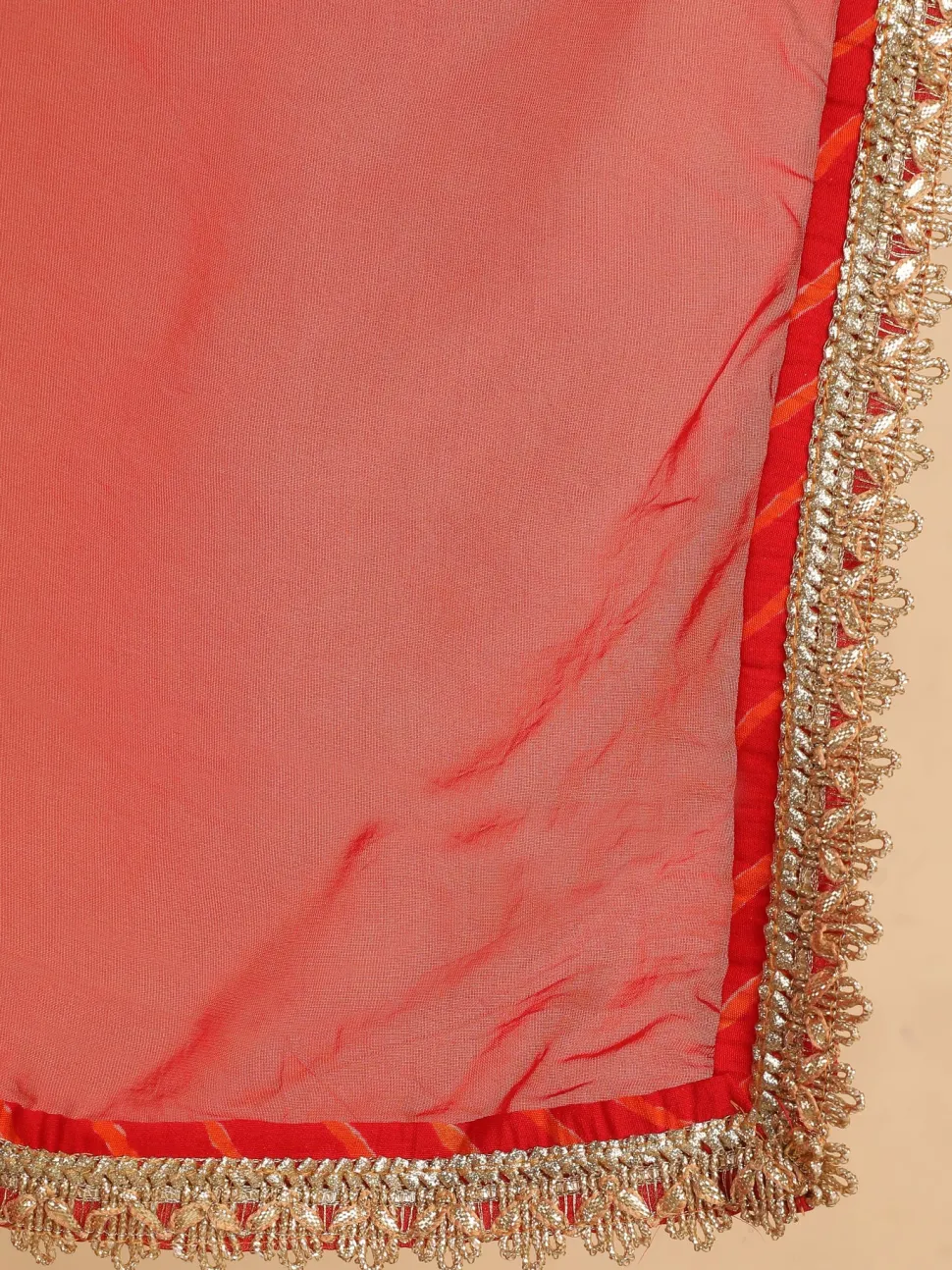 Jaipur Kurti Embroide Bandhani Gathe Kurta With Leheriya Skirt And Dupatta