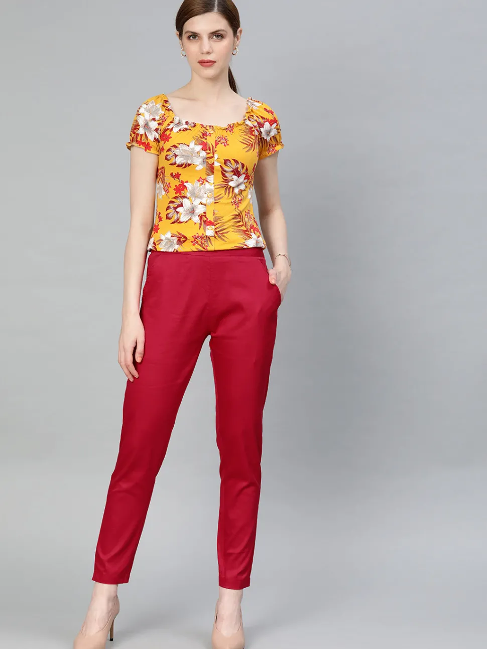 Jaipur Kurti Solid Cotton Lycra Pants