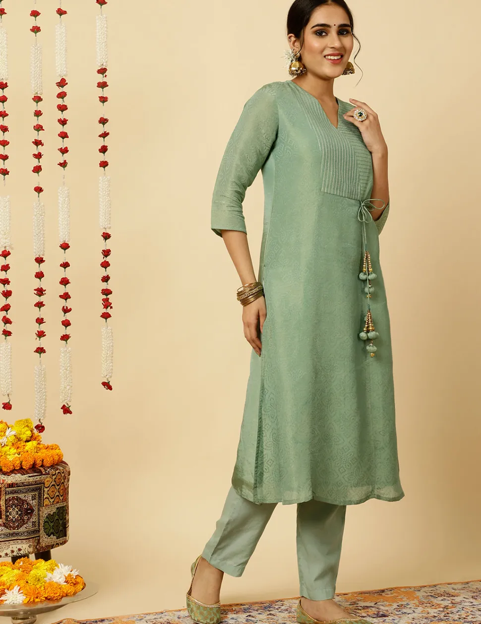 sea_green_aline_silk_kantha_work_kurta_with_pants_and_dupatta_4.webp Jaipur Kurti Sea Green A-line Silk Kantha Work Kurta With Pants And Dupatta