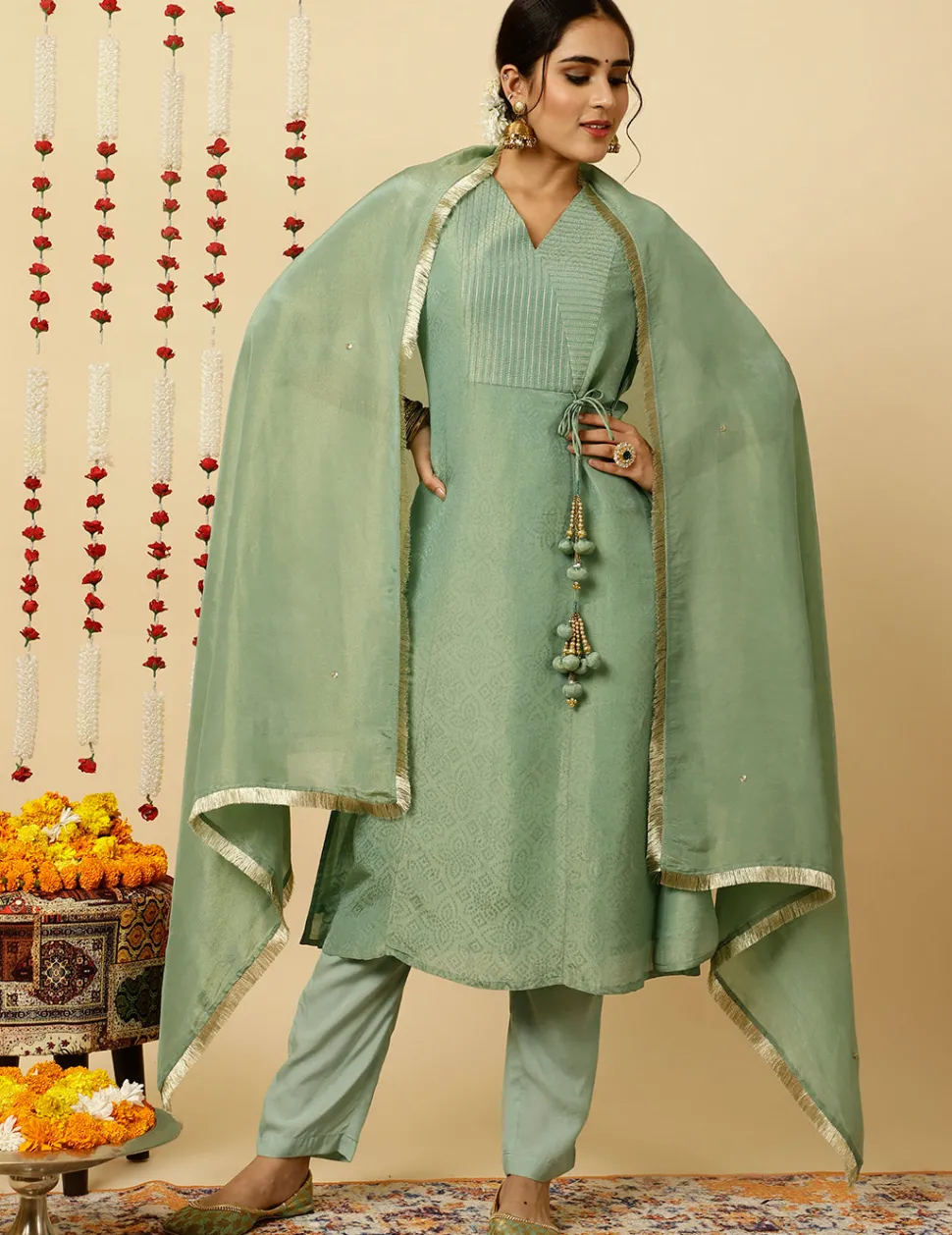 sea_green_aline_silk_kantha_work_kurta_with_pants_and_dupatta_5.webp Jaipur Kurti Sea Green A-line Silk Kantha Work Kurta With Pants And Dupatta